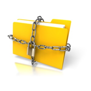 Yellow Folder Chained Up PowerPoint clipart graphic preview.