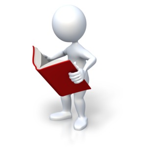 Stick Figure Holding Book Reading PowerPoint clipart graphic preview.