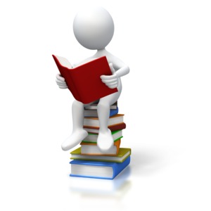 Stick Figure Sitting On Books PowerPoint clipart graphic preview.