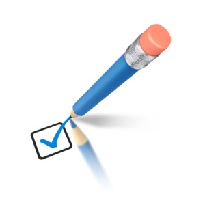 Pencil Drawing Blue Check Mark PowerPoint clipart graphic preview.