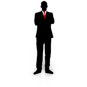 Businessman Silhouette Folded Arms PowerPoint clipart graphic preview.