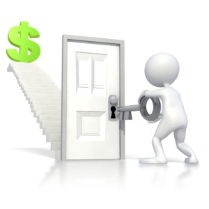 Unlocking Stairs Financial Freedom PowerPoint clipart graphic preview.