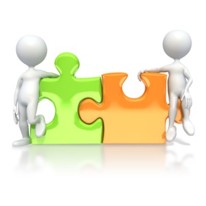 Puzzle Pieces Connected PowerPoint clipart graphic preview.
