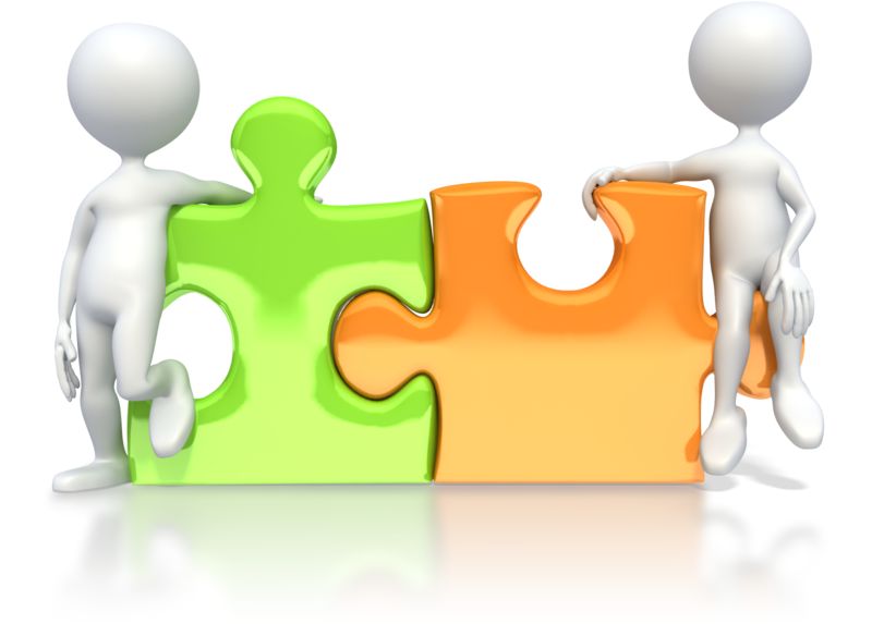 High-resolution clipart illustration of Puzzle Pieces Connected , designed for corporate project kickoff meetings, creative strategy brainstorming, and innovative product development pitches.