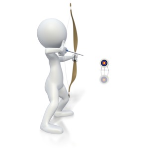 Stick Figure Archery Long Shot PowerPoint clipart graphic preview.