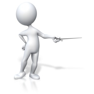 Stick Figure Presenter Pointing PowerPoint clipart graphic preview.