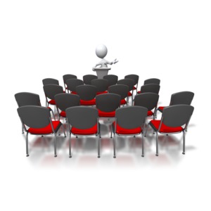 Stick Figure Speaking To Nobody PowerPoint clipart graphic preview.