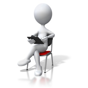 Stick Figure Sitting In Chair Clipboard PowerPoint clipart graphic preview.