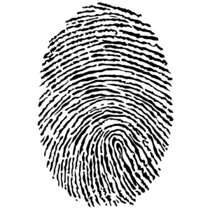 Black Fingerprint PowerPoint clipart graphic preview.
