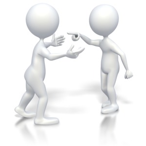 Stick Figures Heated Conversation PowerPoint clipart graphic preview.