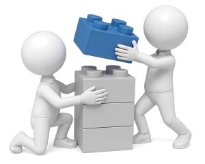 Stickmen Building Blocks PowerPoint clipart graphic preview.