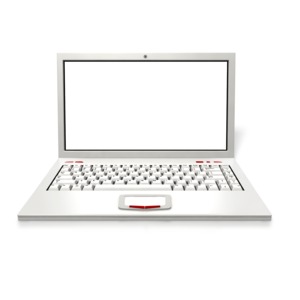 White Laptop Open PowerPoint clipart graphic preview.