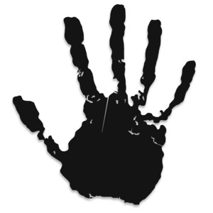 Single Black Hand Print PowerPoint clipart graphic preview.