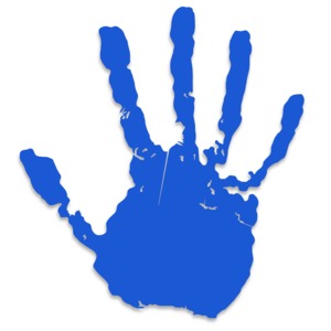 Single Blue Hand Print PowerPoint clipart graphic preview.