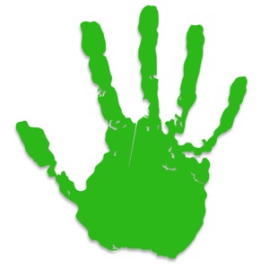 Single Green Hand Print PowerPoint clipart graphic preview.