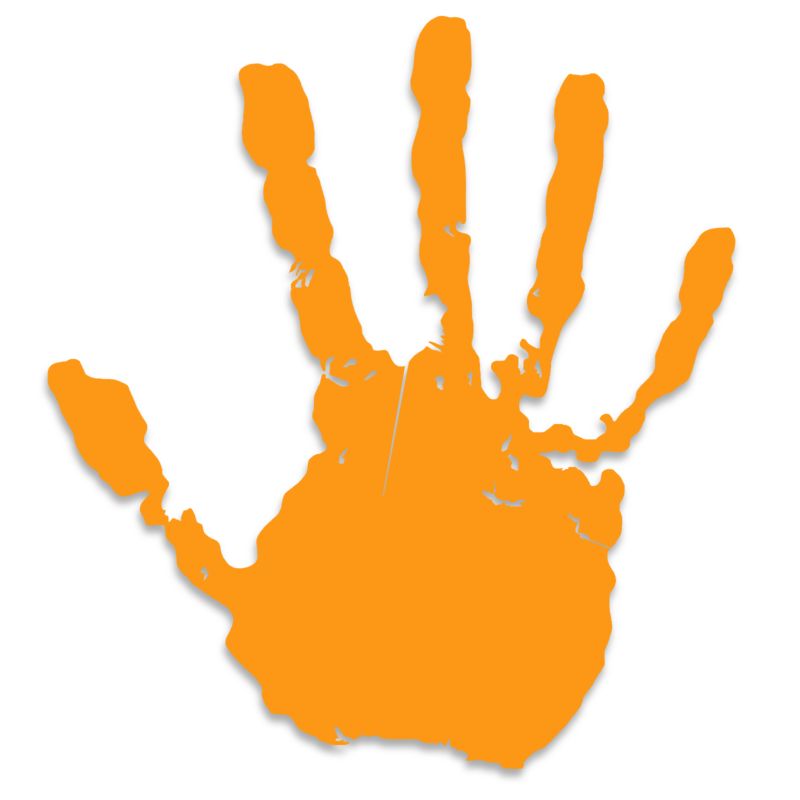 High-resolution clipart illustration of Single Orange Hand Print, designed for academic lesson planning, classroom engagement, and interactive learning frameworks.