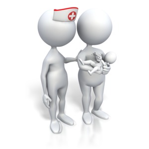 Nurse And Mom Holding Baby PowerPoint clipart graphic preview.