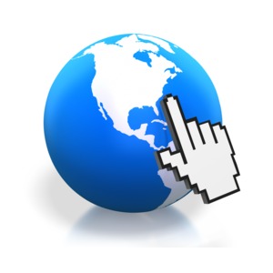 Earth Digital Hand Pointing North Americ PowerPoint clipart graphic preview.