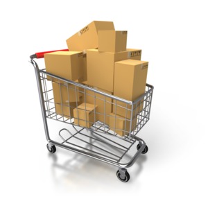 Shopping Cart Full Of Boxes PowerPoint clipart graphic preview.