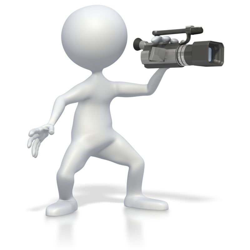 High-resolution clipart illustration of Stick Figure with Video Camera , designed for digital transformation strategies, enterprise software training, and advanced information technology frameworks.