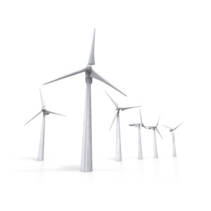 Group Of Wind Turbines PowerPoint clipart graphic preview.