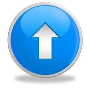 Glossy Blue Button Arrow Up PowerPoint clipart graphic preview.