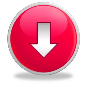 Glossy Red Button Arrow Down PowerPoint clipart graphic preview.
