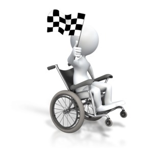 Stick Figure Wheelchair Checkered Flag PowerPoint clipart graphic preview.