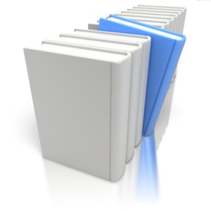 Blue Book Sticking Out From Others PowerPoint clipart graphic preview.