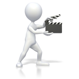 Stick Figure With Clap Board PowerPoint clipart graphic preview.