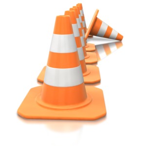 Construction Cone Line Tip Over PowerPoint clipart graphic preview.