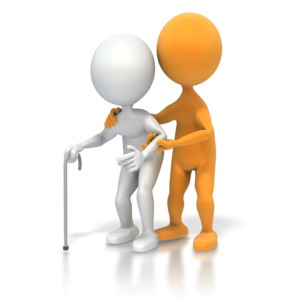 Helping an Elderly Person PowerPoint clipart graphic preview.