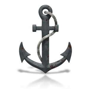 Rusty Anchor With Rope PowerPoint clipart graphic preview.