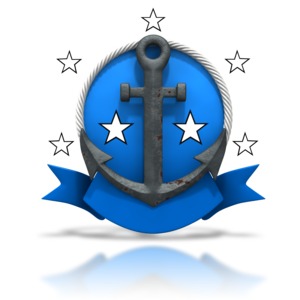 Rusty Anchor Badge Stars PowerPoint clipart graphic preview.