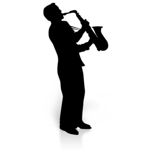 Saxaphone Player Music PowerPoint clipart graphic preview.