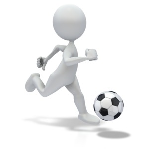 Stick Figure Dribbling Soccer ball PowerPoint clipart graphic preview.