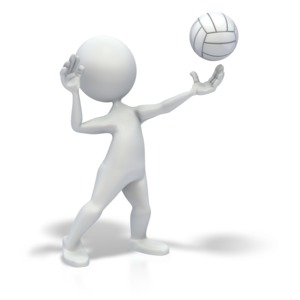 Stick Figure Serve Volleyball PowerPoint clipart graphic preview.