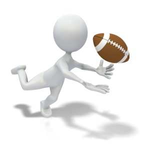 Stick Figure Catching Football Pass PowerPoint clipart graphic preview.