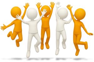 Team Celebration PowerPoint clipart graphic preview.
