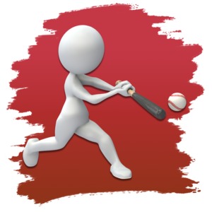 Stick Figure Baseball Icon PowerPoint clipart graphic preview.