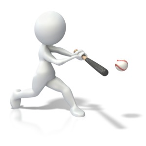 Stick Figure Swinging Bat Baseball PowerPoint clipart graphic preview.