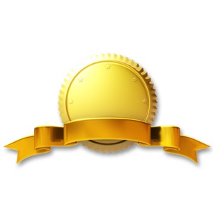 Gold Seal Gold Ribbon PowerPoint clipart graphic preview.
