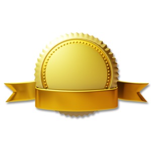 Gold Seal Ribbon PowerPoint clipart graphic preview.