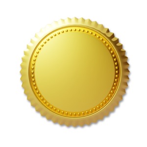 Simple Gold Seal PowerPoint clipart graphic preview.