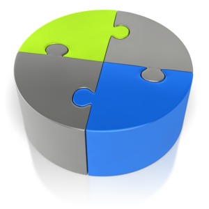 Puzzle Pie Chart PowerPoint clipart graphic preview.