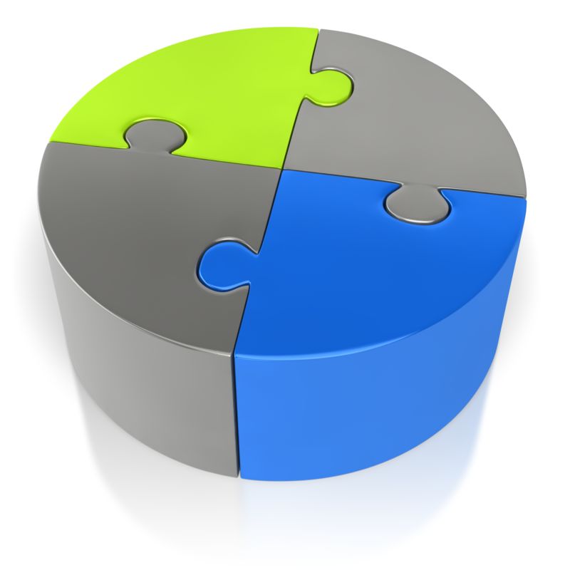 High-resolution clipart illustration of Puzzle Pie Chart , designed for corporate project kickoff meetings, creative strategy brainstorming, and innovative product development pitches.