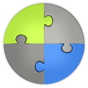 Puzzle Pie Chart Top PowerPoint clipart graphic preview.