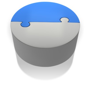 Puzzle Pie Chart Two Halfs PowerPoint clipart graphic preview.