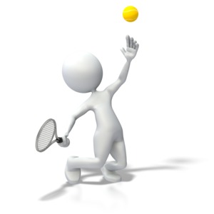 Stick Figure Tennis Serve PowerPoint clipart graphic preview.