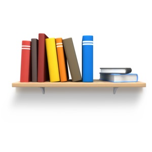 Books On Wooden Bookshelf PowerPoint clipart graphic preview.